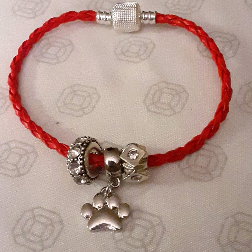 Faux leather charm bracelet